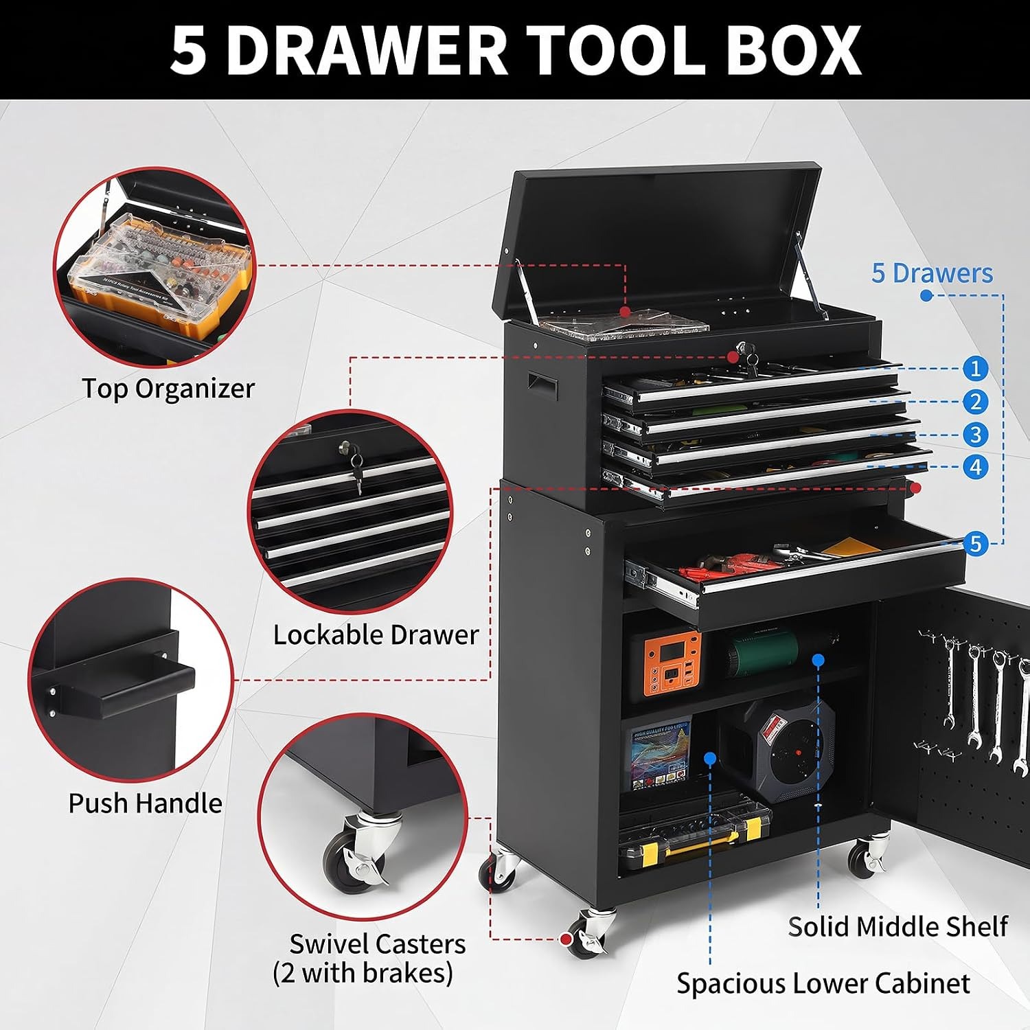 خزانة أدوات متنقلة بخمسة أدراج - مراجعة Tools Box For Workshop وسعره